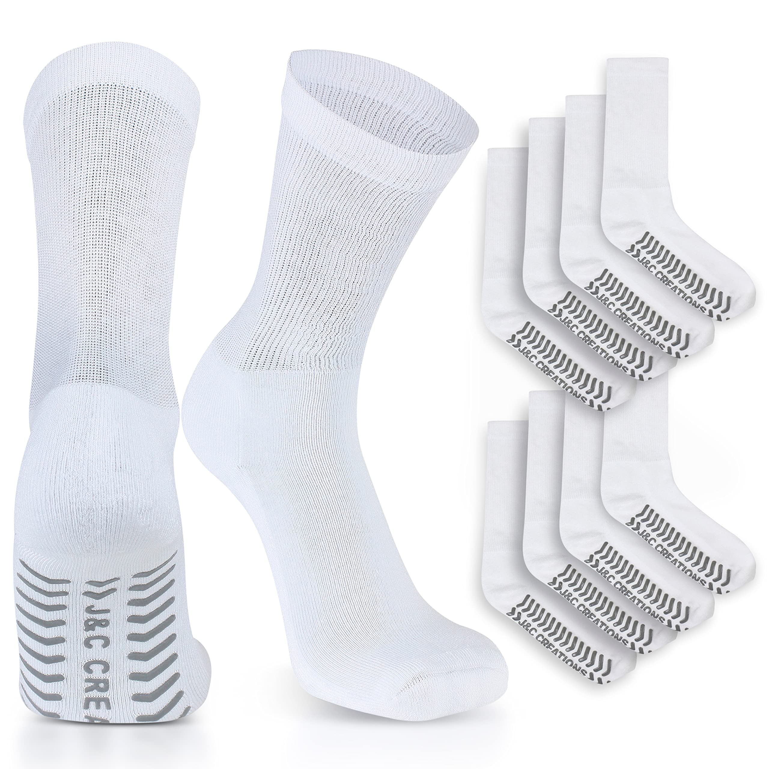 Non Slip Hospital Socks with Grips for Women, Premium Bamboo Anti Skid Gripper Socks, Physician Designed Diabetic Neuropathy Elderly Socks with Grip, Grippy Socks for Women (Womens Size 9-11) 4 Pairs