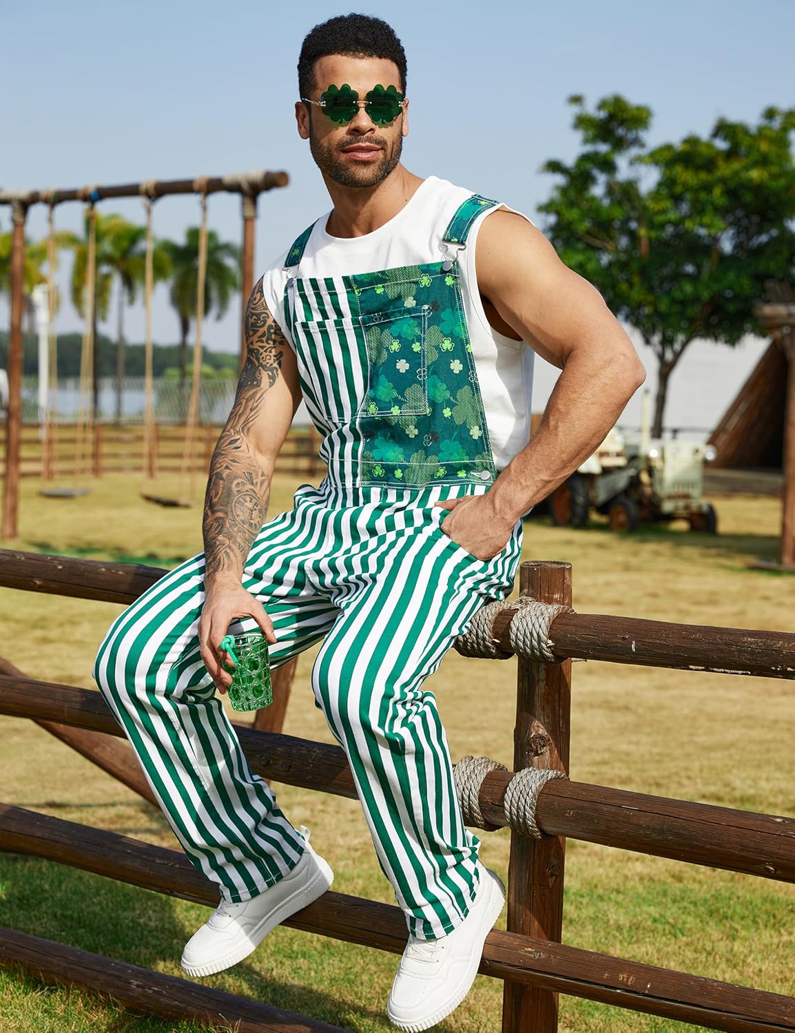 Bindefon Overalls for Men Work Bibs Coveralls Stretchy Romper Fashion Jumpsuit Festival Outfit
