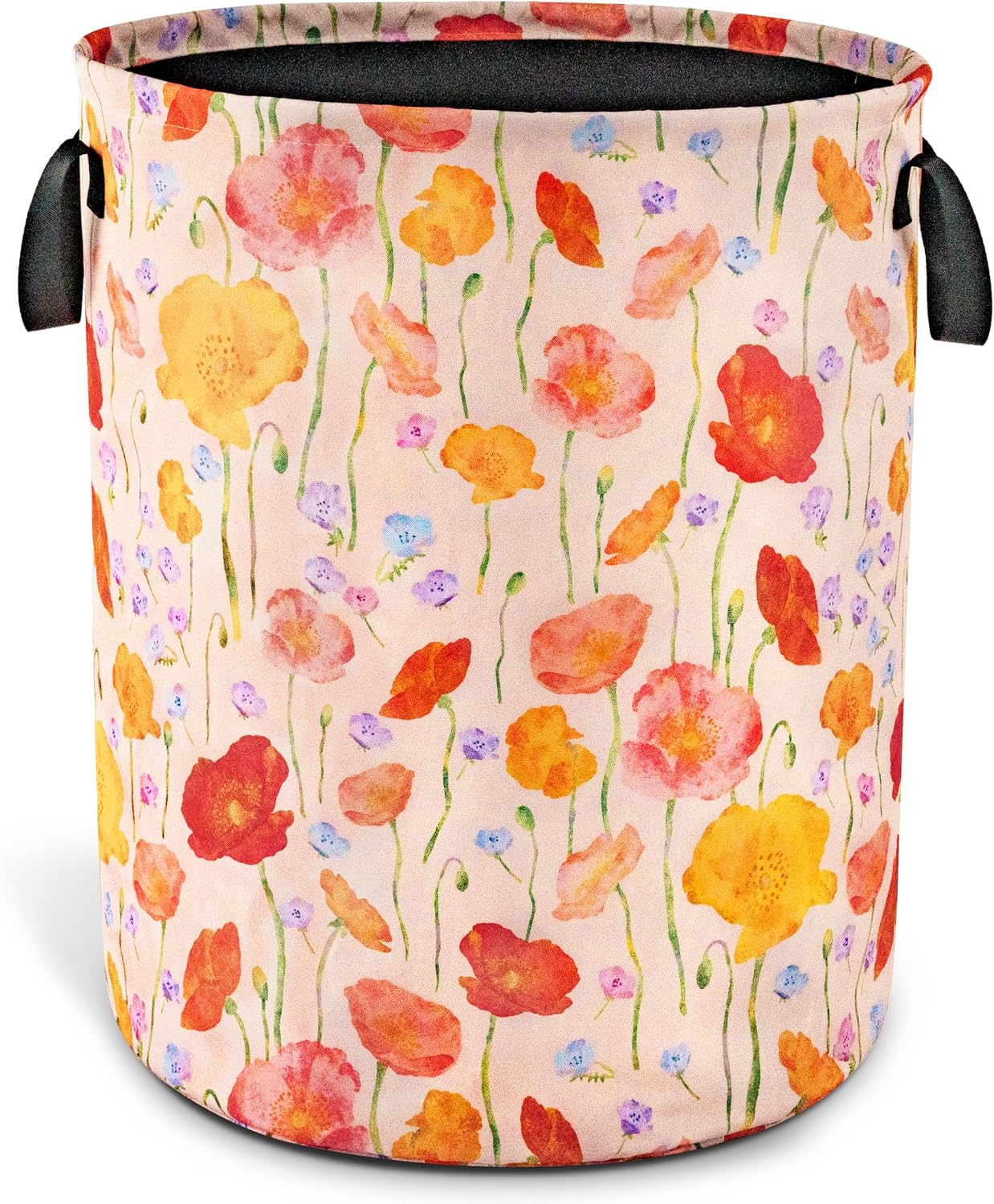 Colorful Peony Flowers Laundry Basket Foldable Oxford Cloth 18.9 x 16.5 In