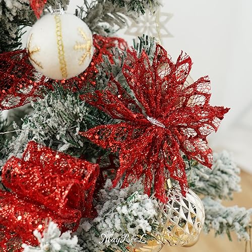 Miniatura 8 de Cinta roja de Navidad con alambre de 2.5 pulgadas x 10 yardas, cinta roja con alambre para decoración de Navidad, cinta roja para árbol de Navidad,