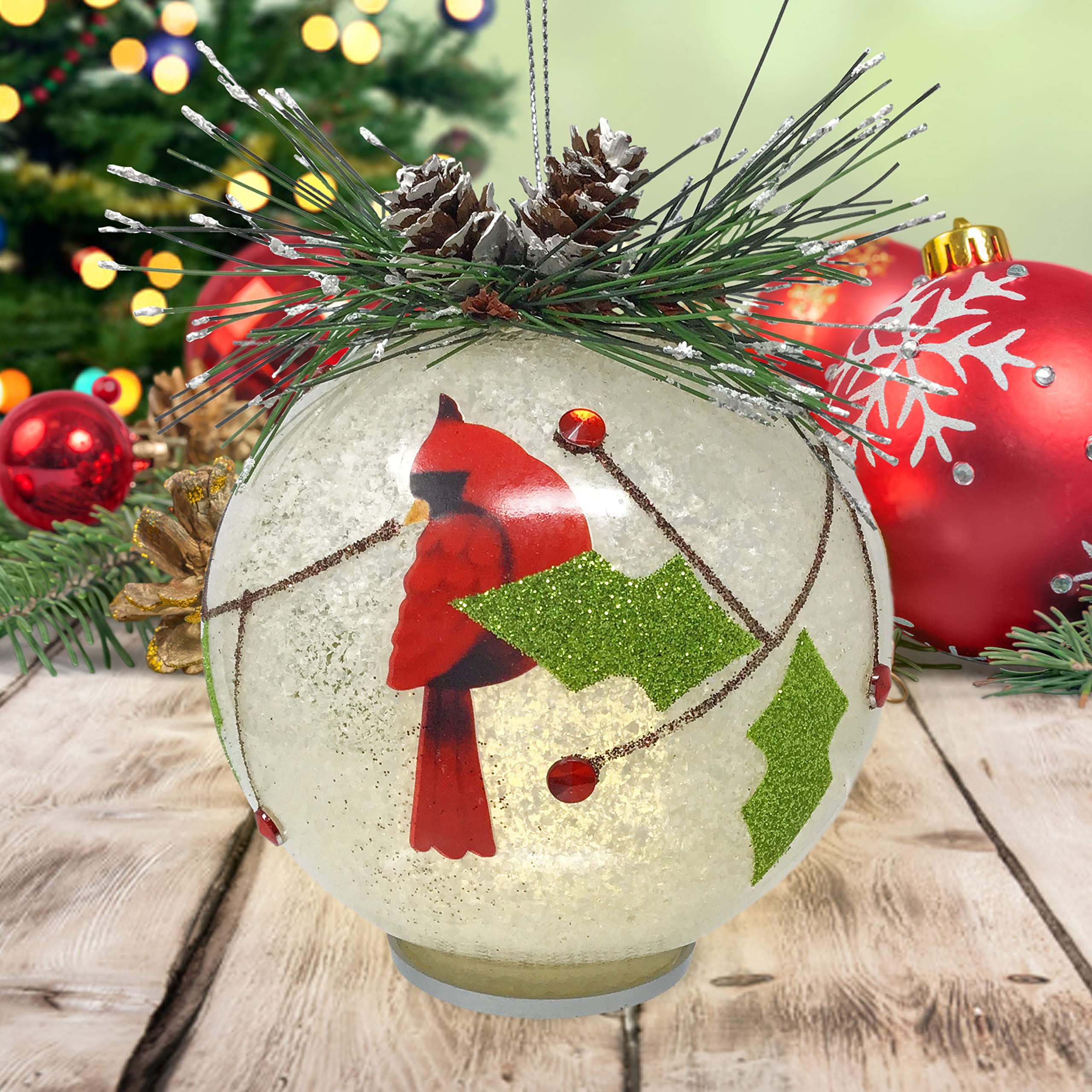 Amazon.co.jp: Cardinalクリスマスオーナメント – Light Upガラス