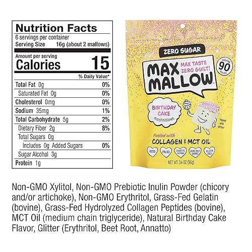 Miniatura 3 de Know Brainer Max Mallow - Pastel de cumpleaños sin culpa y sin azúcar, bajo en carbohidratos, cero grasa, sin gluten y cetogénico, malvavisco