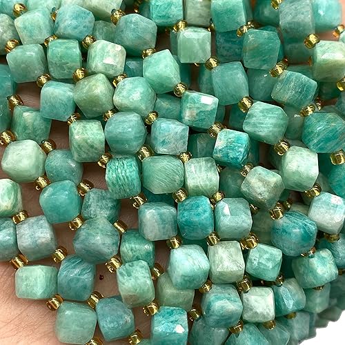Miniatura 5 de ABCGEMS - Cuentas de amazonita brasileña azul aguamarina (una técnica de corte revolucionaria aporta un aspecto más dinámico a un cubo tradicional)