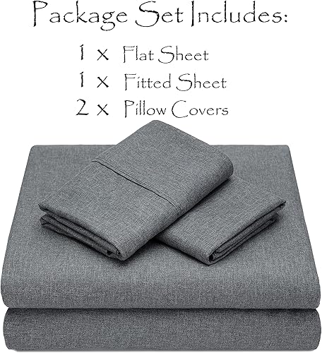Miniatura 3 de Chanasya Juego de sábanas clásicas de lino sintético ultra suaves y lujosas texturizadas de alta calidad, poliéster hipoalergénico, 1 sábana