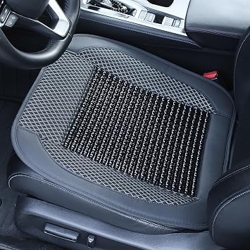 Wood Beaded Cushion, Breathable Car Seat Pad for Summer Cooling, Wooden Beaded Seat Covers Square Driving Cushion for Vehicle Interior Accessoriess Black