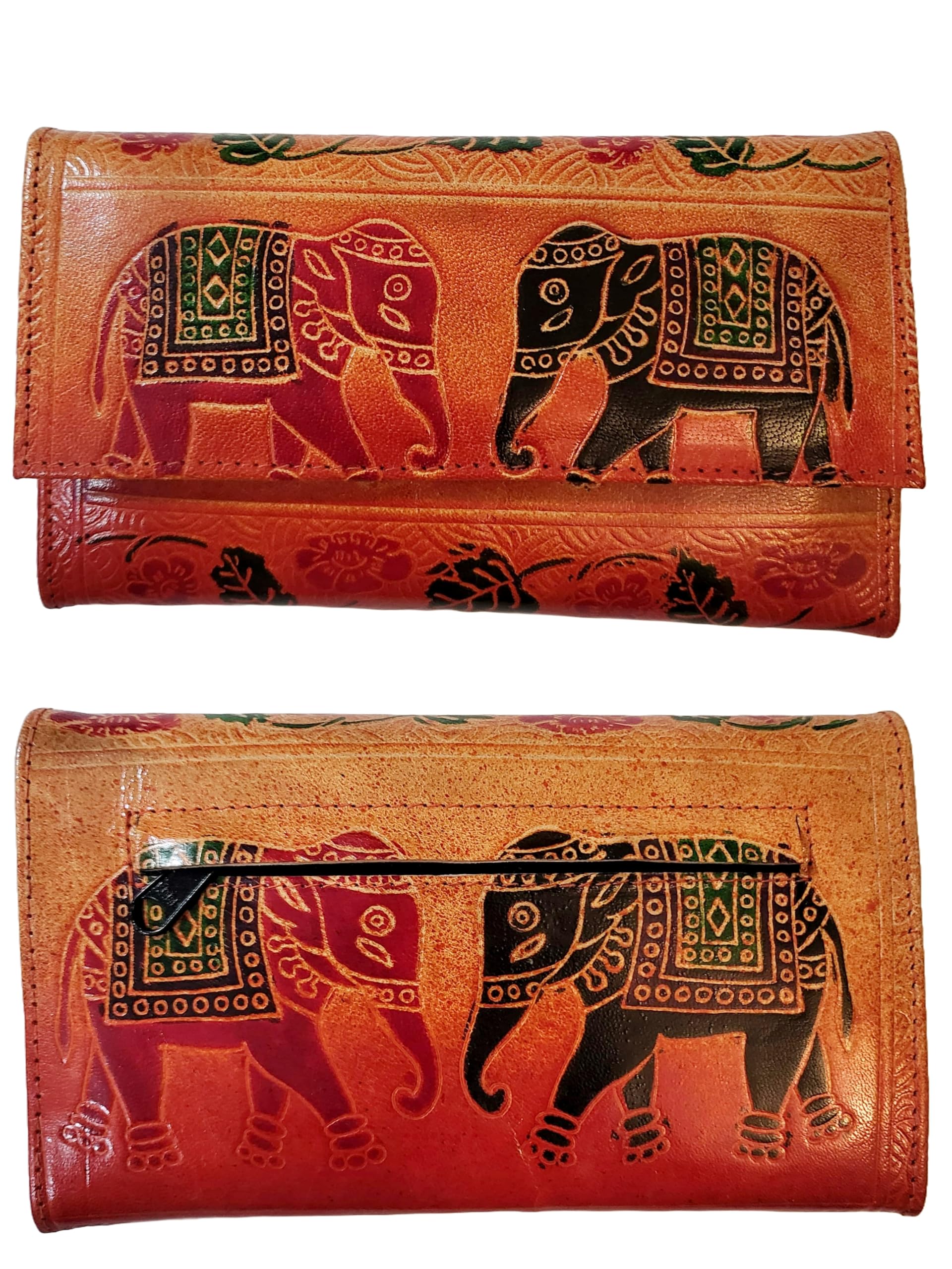 classique Shantiniketan Leather Women's Clutch Traditional Dual Elephant-picture-21