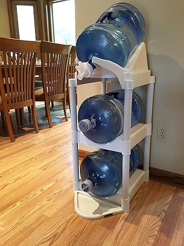 Miniatura 10 de Bottle Buddy Cascada Pour & Store System Sistema de botella de agua, estante de almacenamiento de jarra de 3 niveles de 5 galones con protector de