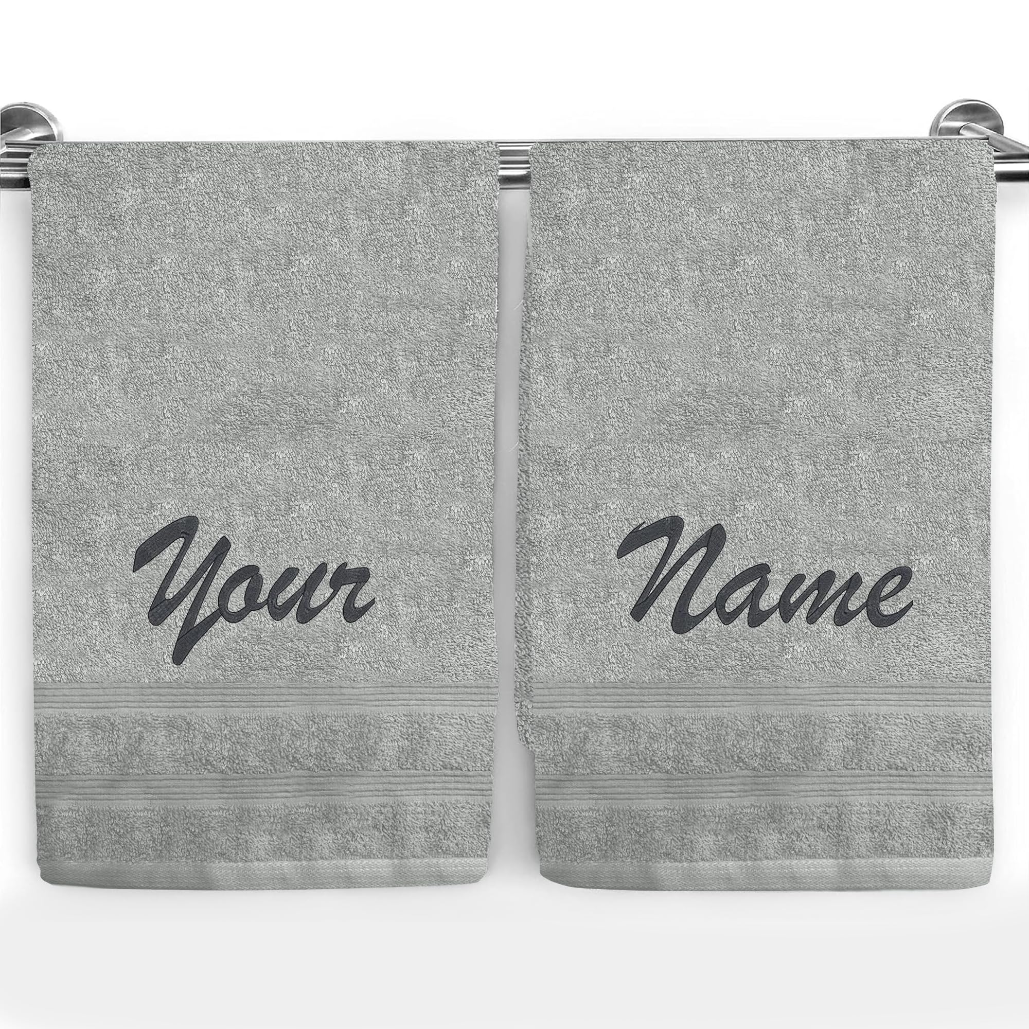 BEN KAUFMAN SALES CO Custom Monogrammed Hand Towels for Bathroom - Set of 2, 100% Cotton, 17