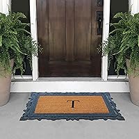 Vista 4 de A1HC - Felpudo con monograma de goma natural y fibra de coco de 24 x 36 pulgadas para puerta delantera, antidesprendimiento, duradero, para entrada