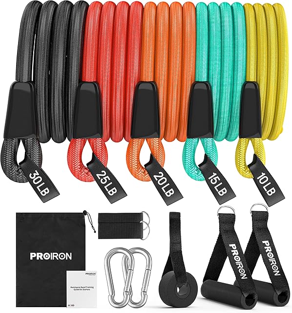 PROIRON Resistance Bands Set, Exercise Resistance Bands Men Women, Resistance Bands with Handles, Fitness Resistance Tubes, Door Anchor, Workout Bands Outdoor, Home Gym Training Equipment