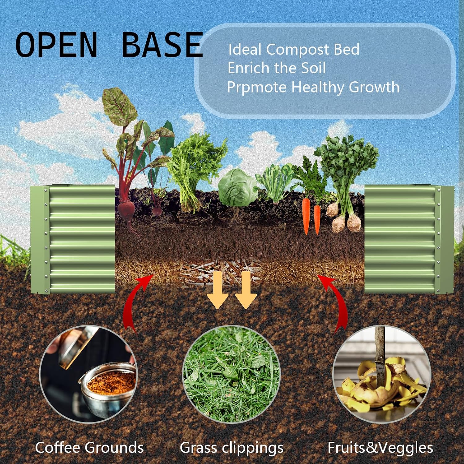 FRIZIONE 8FT(L)×4FT(W)×2FT(H) Raised Garden Bed Outdoor for Flower, Garden Planter Box for Vegetable, Raised Garden Beds for Herb, Succulent, Light Green