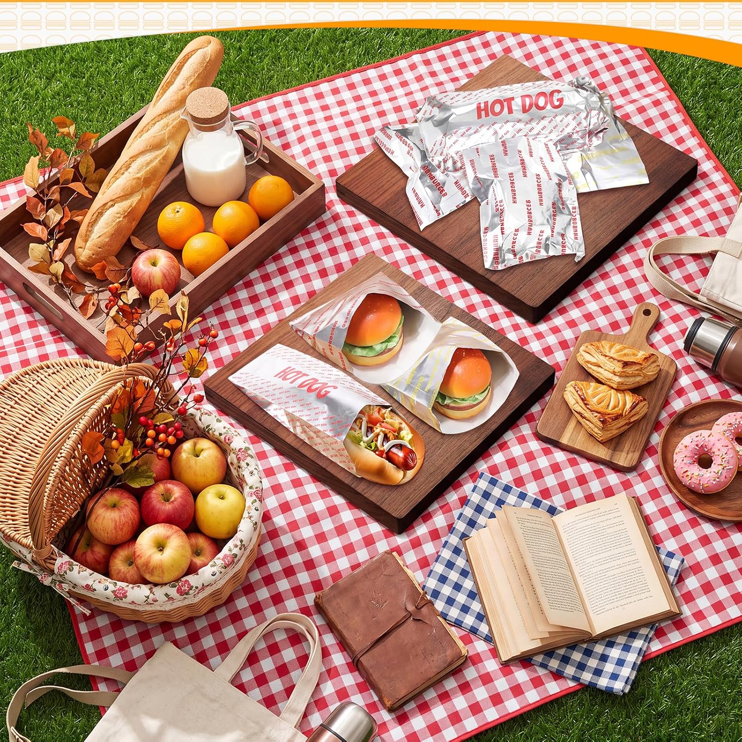 Honoson 600 Pcs Proof Food Wrappers Hamburger, Cheeseburger and Hot Dog Bag image 4