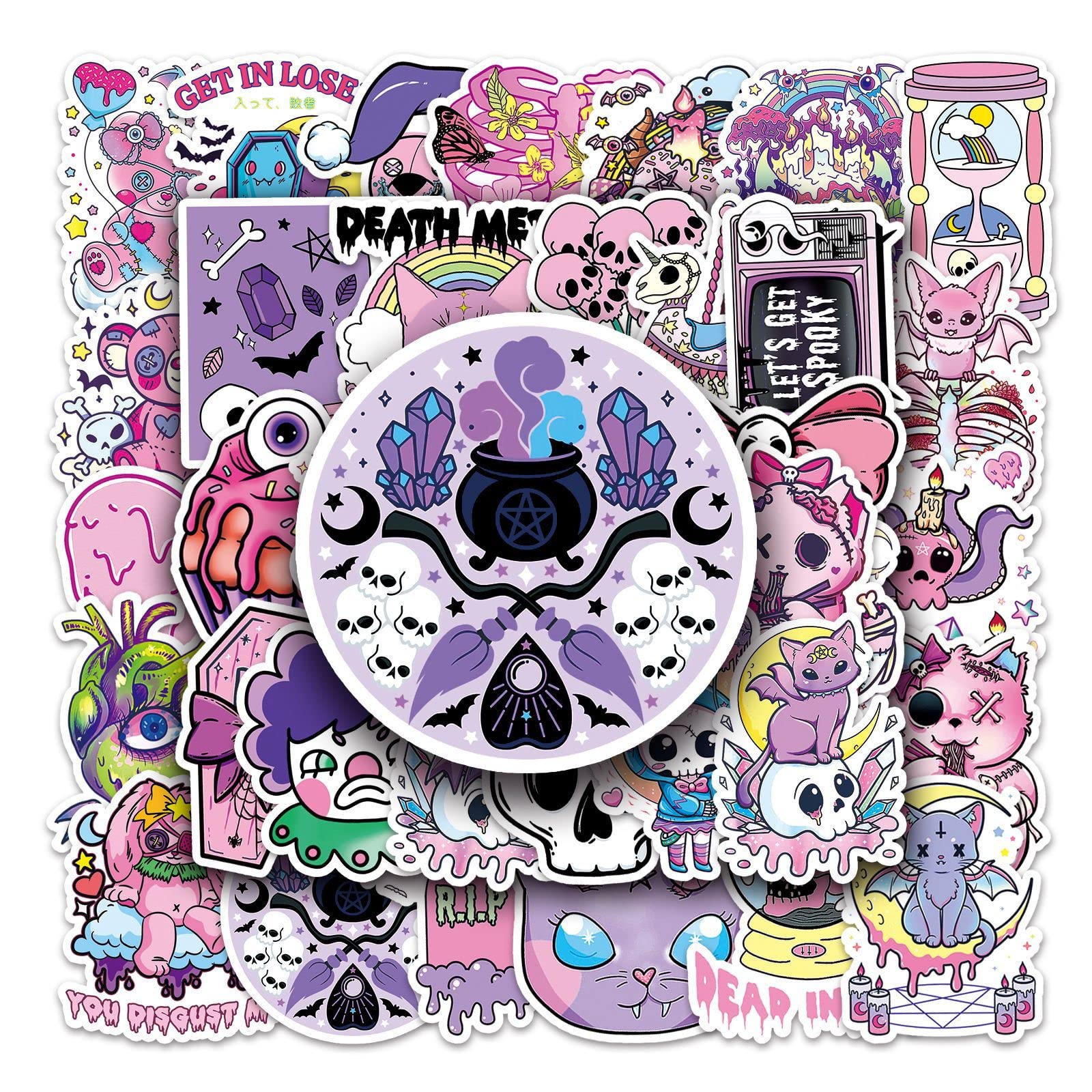 106 Adesivi Gotici Scheletro Per Ragazzi, Vinile Impermeabile, Per Laptop, Bottiglie, Skateboard E Album, Stile Horror Punk