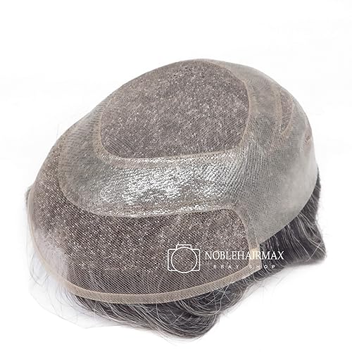 Miniatura 5 de Unidad de sistema de reemplazo de cabello para hombre, tupé duradero, línea capilar natural, cabello real para caballeros, encaje frontal francés y