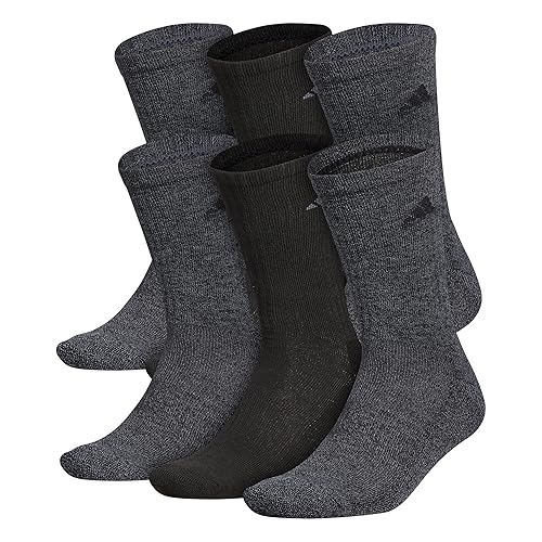 adidas mens Athletic Cushioned 6-pack Crew, Cushioned Crew Socks With Arch Compression for a Secure Fit