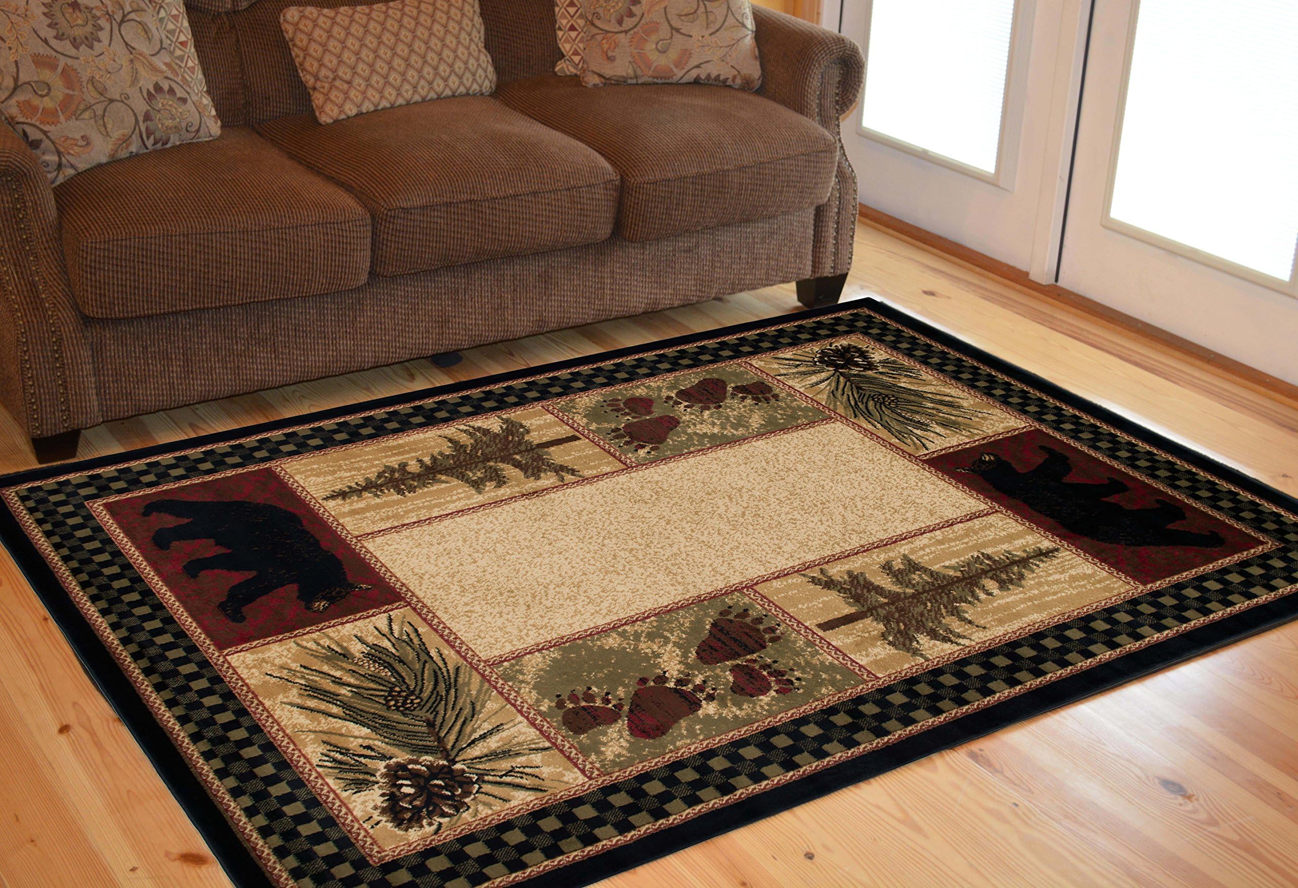 Rustic Lodge Black Bear 2x8 Area Rug, 2'3x7'7