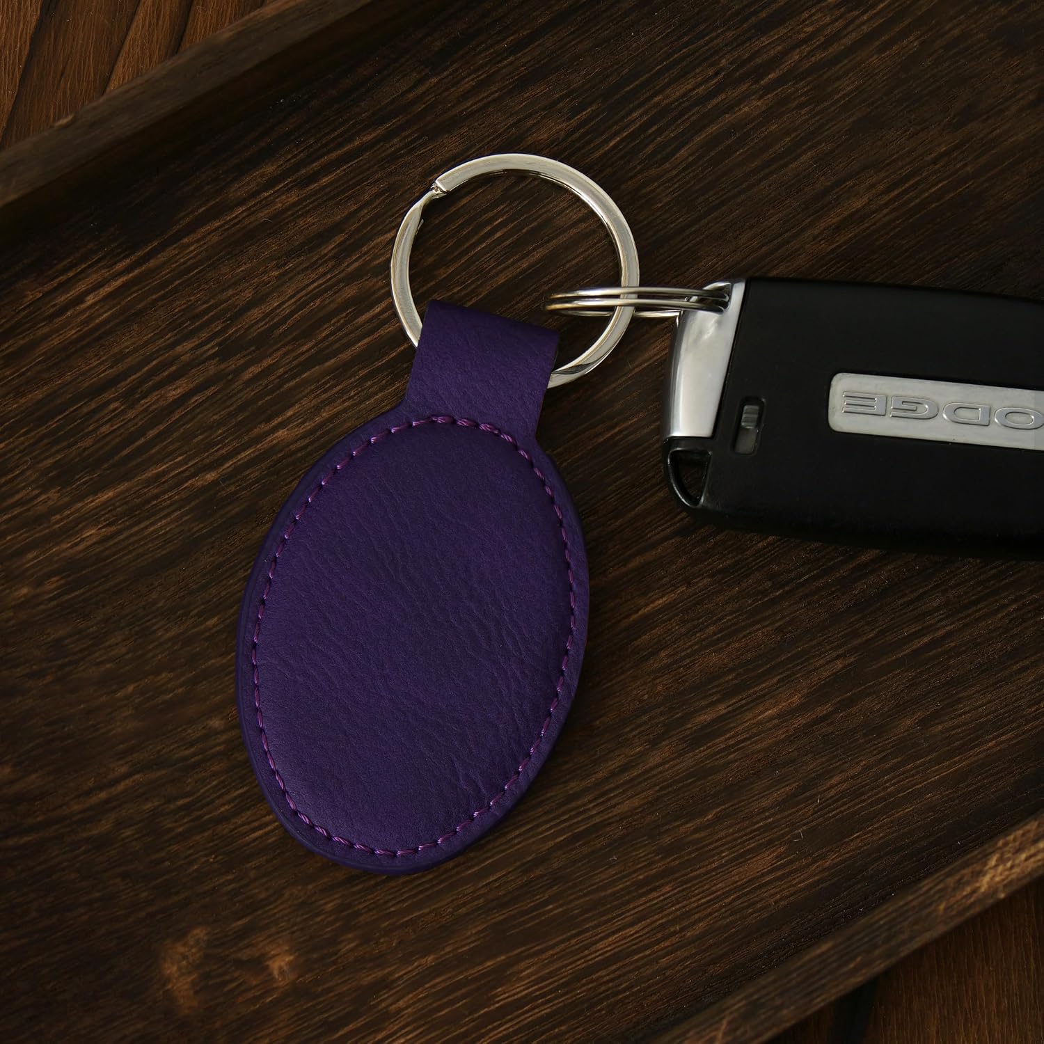 LaserGram Oval Keychain, Motorcycle, Personalized Engraving Included