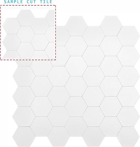 Miniatura 9 de Avant Decor  8 azulejos  Azulejos hexagonales pequeños compuestos de piedra  Azulejos de cocina para despegar y pegar  Azulejos de pared para pegar