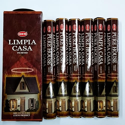 Hem Pure House - Varilla de incienso Hexa, 6 paquetes x 20 varillas = 120 varitas
