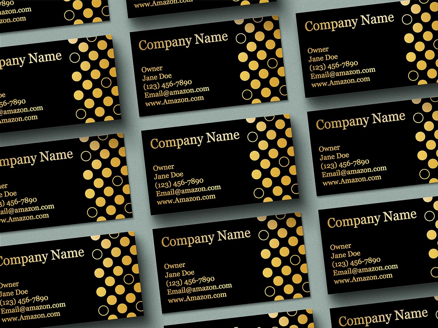 DISCOUNTCARDSTOCK.COM Personalized Gold Polka Dots Business Cards, 100 Pack, 3.5" x 2", 14 PT Thick, Made in USA
