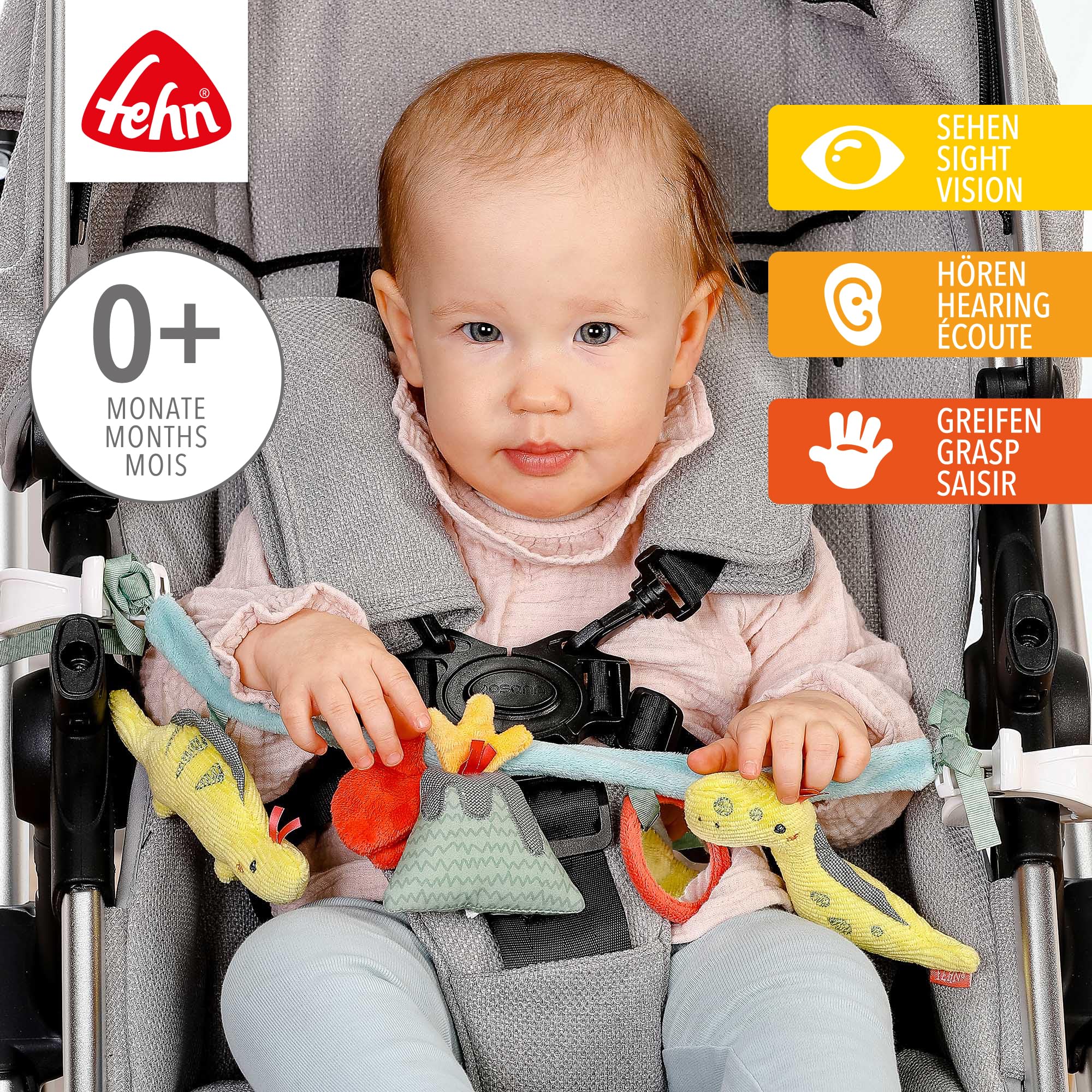 FEHN 057157 Kinderwagenkette Aiko & Yuki/Mobile-Kette mit Anhänger-Figuren zum Aufhängen an Kinderwagen, Babyschale, Bettchen, Wiege, Spielbogen für Babys und Kleinkinder ab 0 Monaten