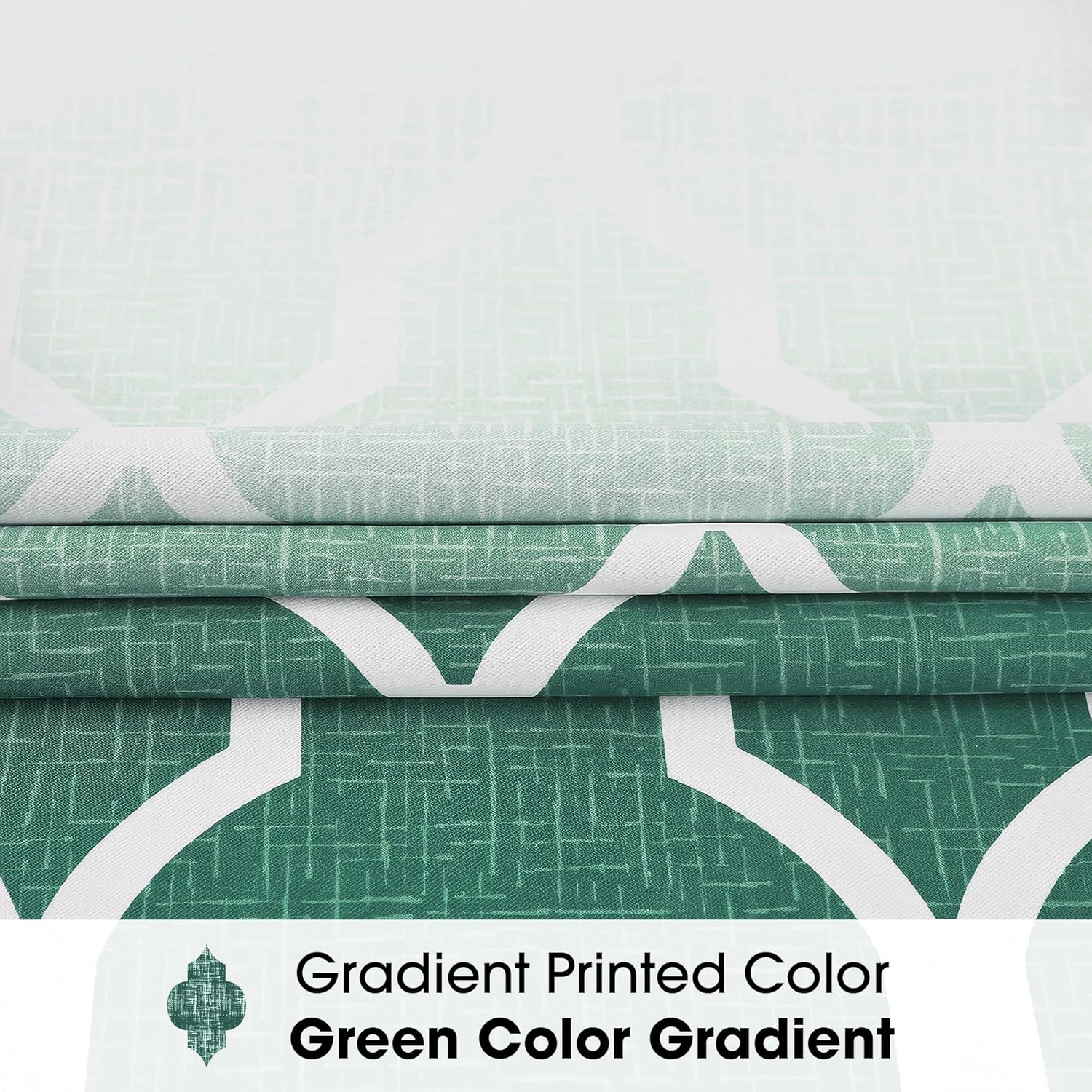 Metro Parlor Green White Ombre Full Blackout Curtains 84 Inches Long 2 Panels for Living Room Bedroom Moroccan Geo Patterned Room Darkening Thermal Insulated Grommet Top Window Treatment Drapes,52x84