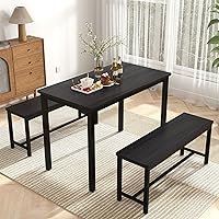 Vista 1 de Juego de mesa de comedor resistente y duradera para 4 personas con banco, mesa de cocina fácil de montar con banco, ahorro de espacio, juego ideal
