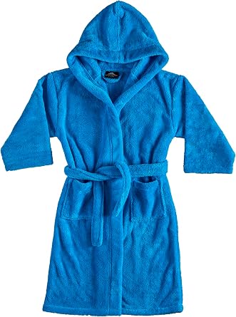 BAGNO MILANO Kids Hooded Plush Fleece Robe, Ultra Soft Cozy Bathrobe for Boys, Girls