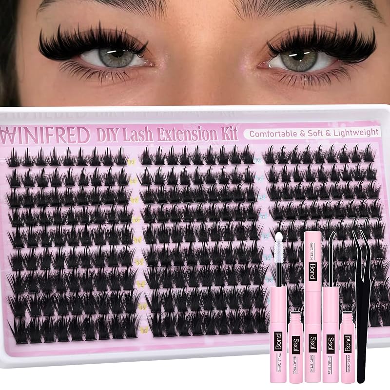 Winifred Kit de Cílios Postiços em Tufo com Pontas Spiky, Curvatura C e Acessórios, 243 unidades