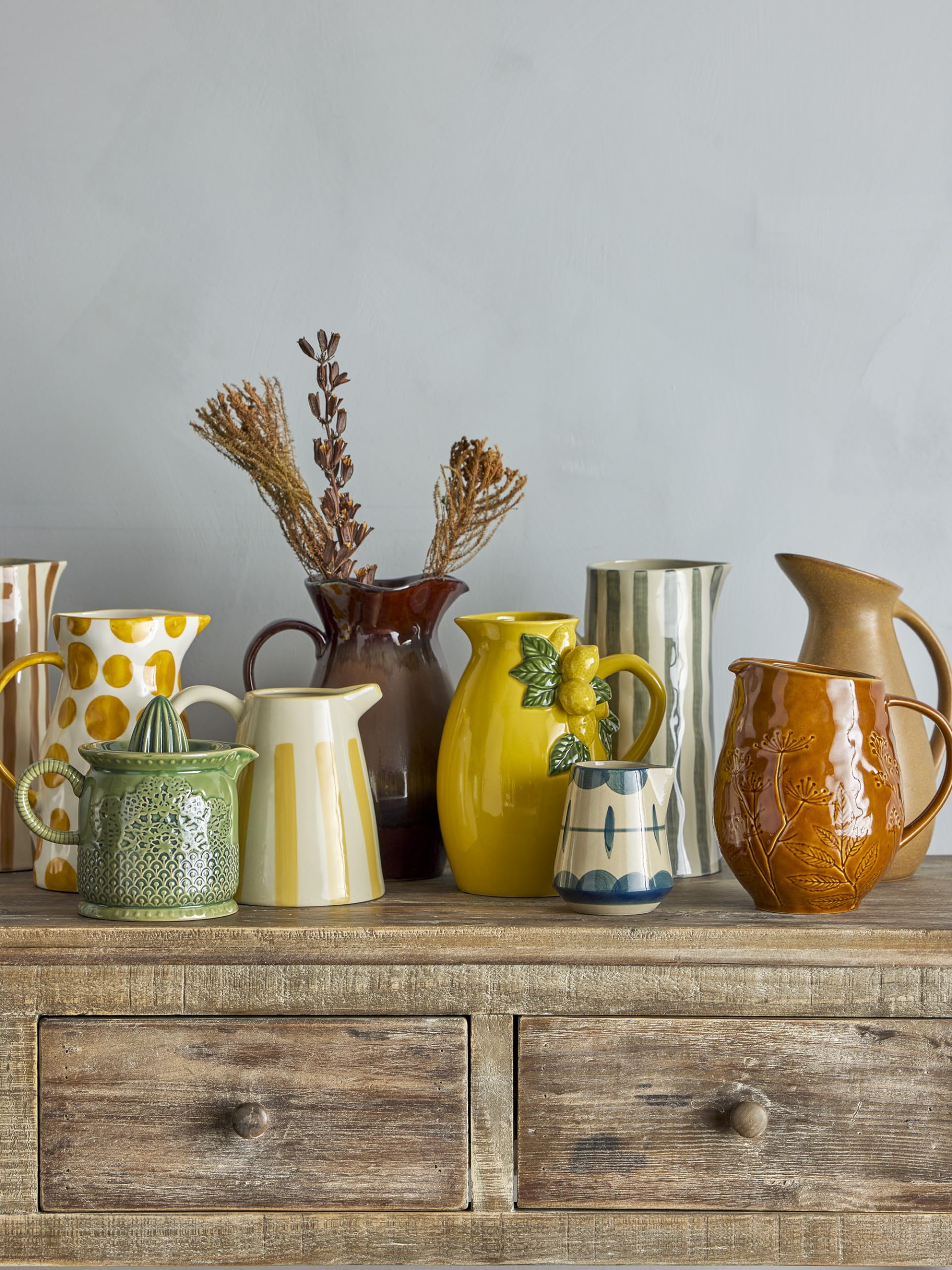 Bloomingville Allium - Bricco per latte e zuccheriera blu, set di 3 stoviglie in ceramica