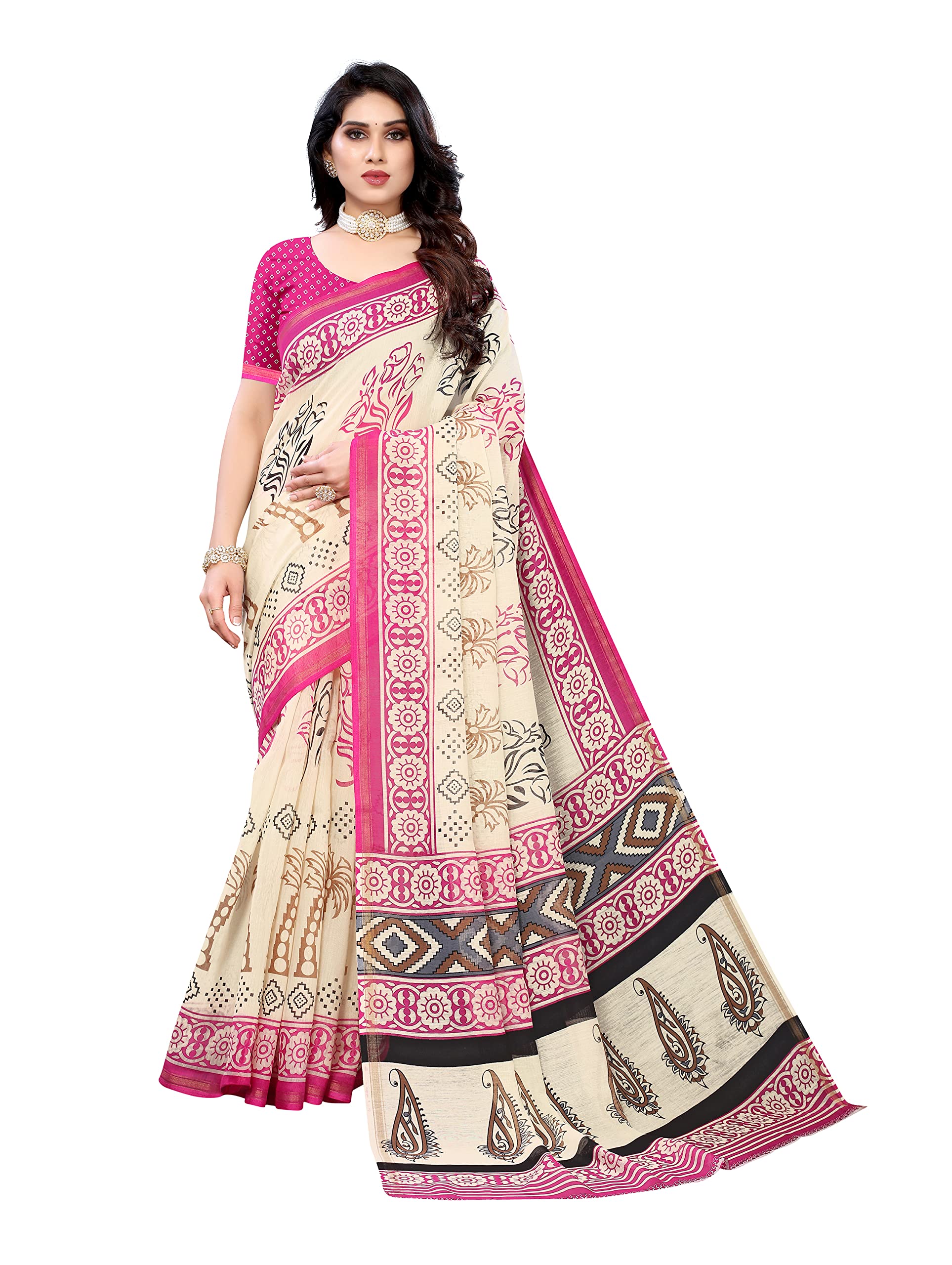 PISARAWomen's Cotton Silk Printed Saree