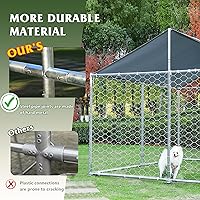 Vista 6 de Grepatio Perrera exterior para perros con carcasa impermeable para perros grande, jaula de acero galvanizado con bloqueo seguro