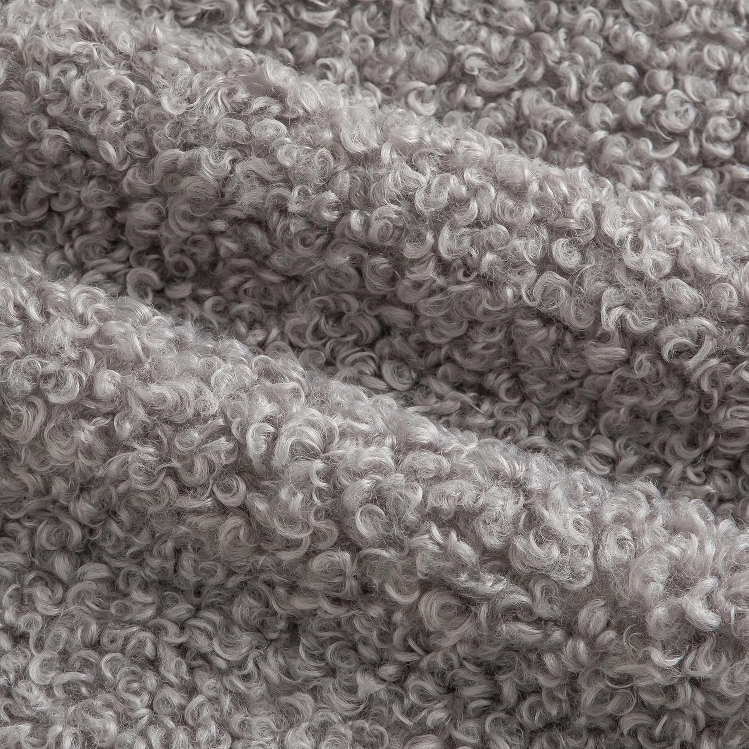 Pack of 2 Curly Teddy Wool Faux Fur Throw Pillow Covers Fuzzy Accent Soft Sherpa Pillowcases Sheepskin Fleece Decorative Cushion Case for Sofa Couch Living Room 18x18 Inch Light Grey - Image 2