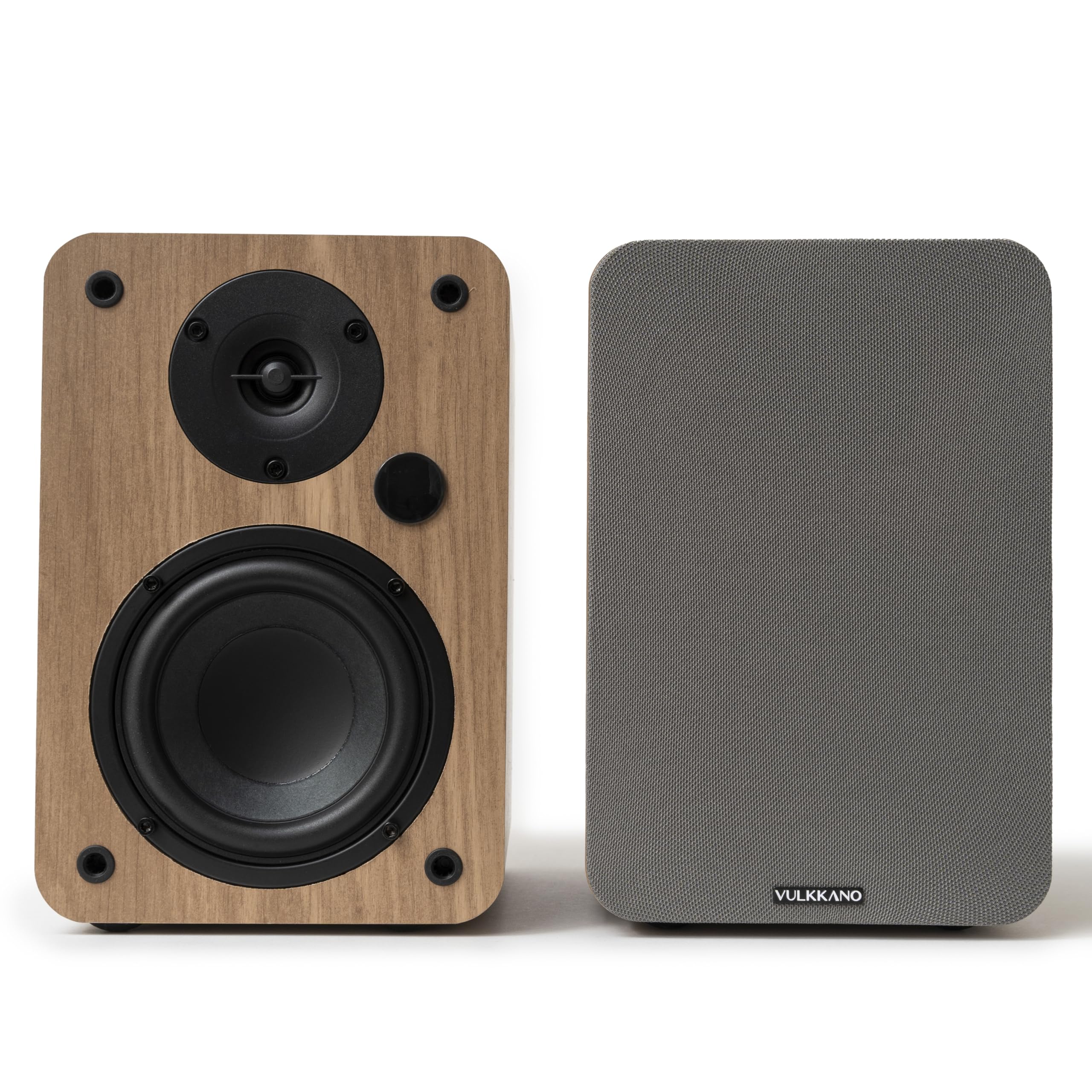 VULKKANO A4 Altavoces Autoamplificados con Woofer de 4", Bluetooth 5.0, Optica, RCA, Coaxial, USB, Monitores de Estudio con Diseño Elegante, Color Marron