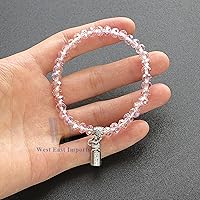 Vista 7 de WE Pulsera elástica de cristal rosa para baby shower con dije de biberón (12 piezas)