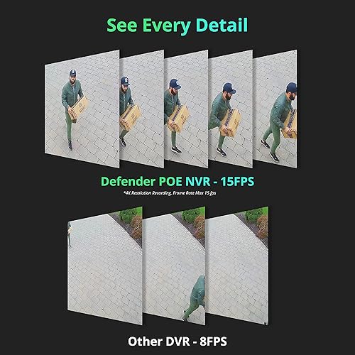 Miniatura 4 de Defender Cámaras 4K Ultra HD con cable PoE Sistema de cámaras de seguridad para el hogar - Vigilancia al aire libre con visión nocturna a color,