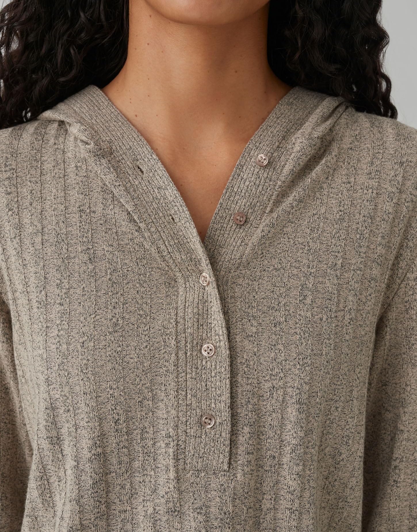 OPUS Damen Langarmshirt | SIPUZA Slim Kapuzenshirt in Mélange Optik
