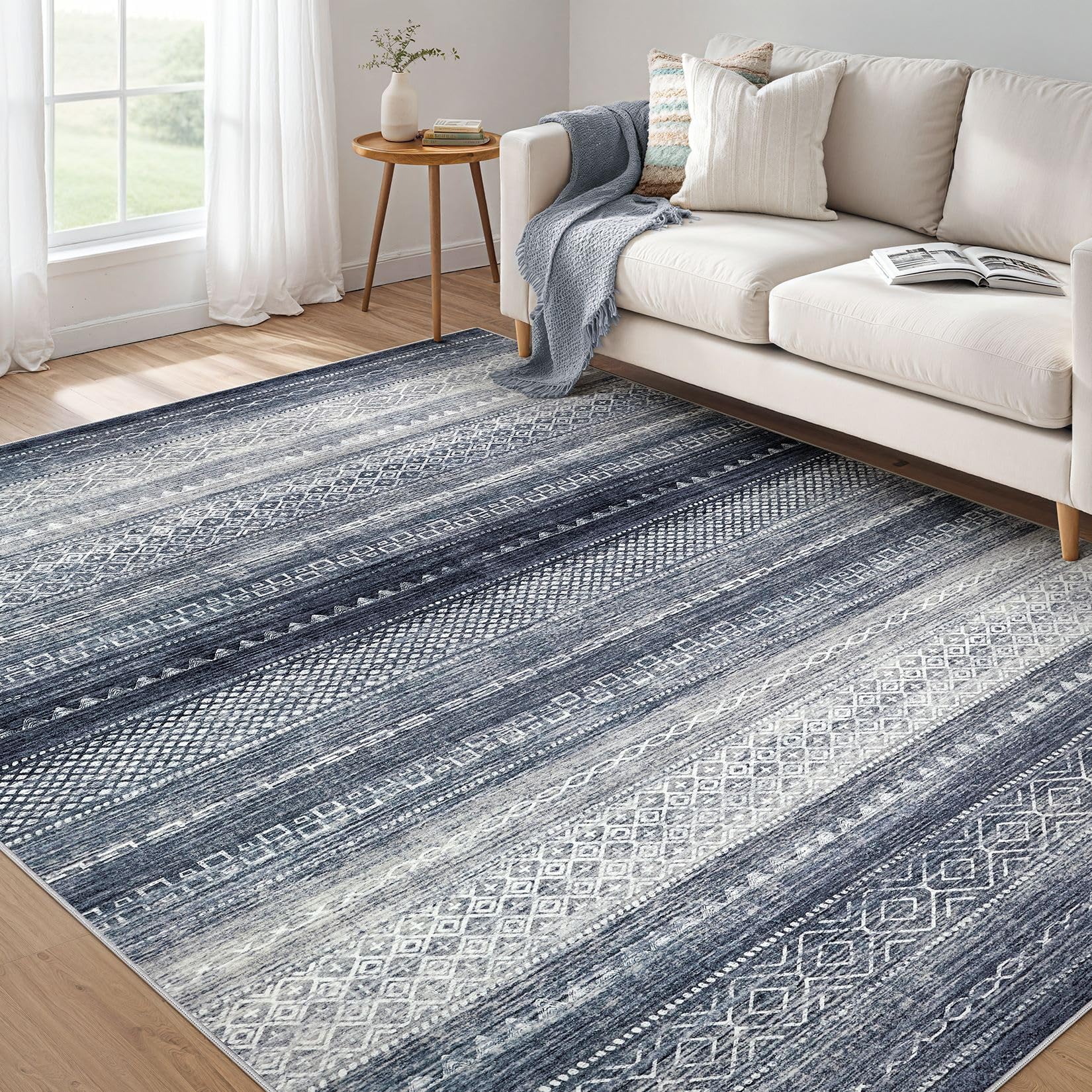 5x7 Area Rugs Living Room: Washable Large Vintage Beige Rug Neutral Non-Slip Soft Stain Resistant Indoor Carpet for Bedroom Nursery Dining Room Under Table Bed Home House Office Playroom — view 17