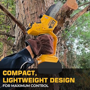 Cordless Mini Chainsaw for Dewalt Battery 20V MAX, Auto-Oiler, 8-Inch and 6-Inch 2-in-1 Brushless Cordless Pruning Chainsaw, Battery Powered Mini Chainsaw for Wood Cutting, Tree Trimming (Tools only)