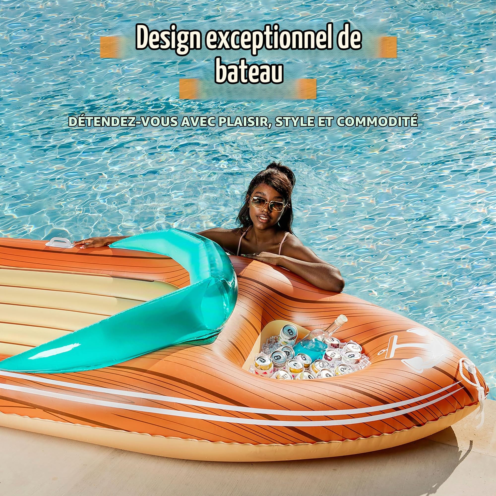 JOYIN Flotteur Gonflable Bateau de Piscine avec Le Refroidisseur Renforcé, Radeau de Salon de Partie de Piscine d'été, Jouets de décorations