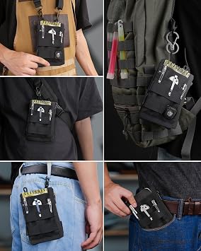 VIPERADE VE36 EDC Pouch Pocket Organizer, Slim EDC Pocket Organizer with Zipper, Tactical Pouch for Flashlight, Multitool, Pen, Notebook, Compact EDC Gear Pouch