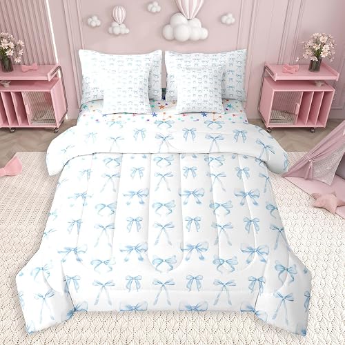 Feelyou Bow Comforter Set Full Size 7 Pieces for Kids