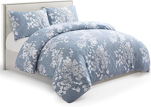 Miniatura 9 de Marina Decoration Juego de funda de edredón de 4 piezas de rayón estampado suave de bambú para todas las estaciones, con cremallera y lazo en las