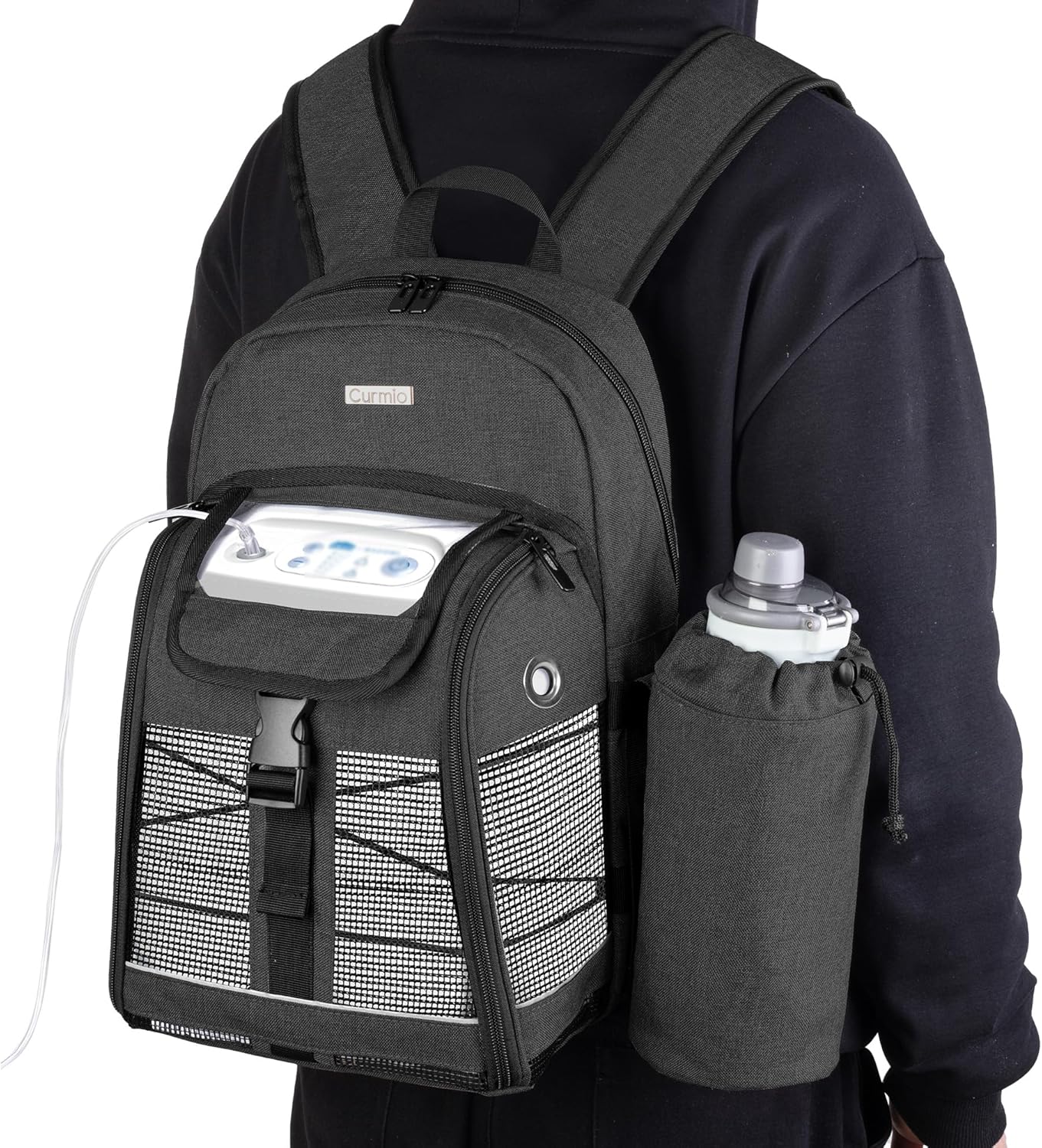 CURMIO Portable Oxygen Concentrator Backpack, POC Carrying Bag Compatible for Inogen, OxyGo and Caire Units, Bag Only