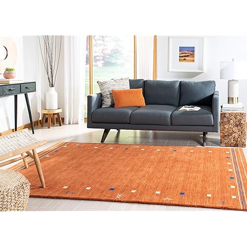 SAFAVIEH Himalaya Collection Area Rug - 9' x 12', Rust, Handmade Boho Tribal Wool, Ideal for High Traffic Areas in Living Room, Bedroom (HIM563P)
