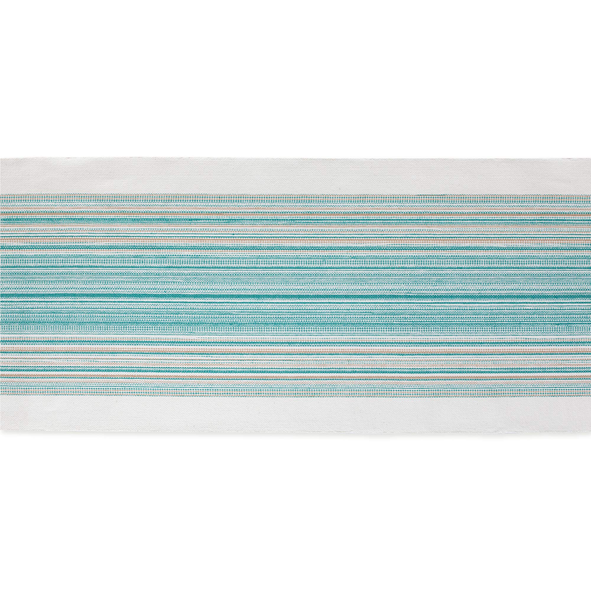 DII Fringed Stripe Tabletop, Table Runner, Cotton, Teal, 14x72, 14x72" - Image 2
