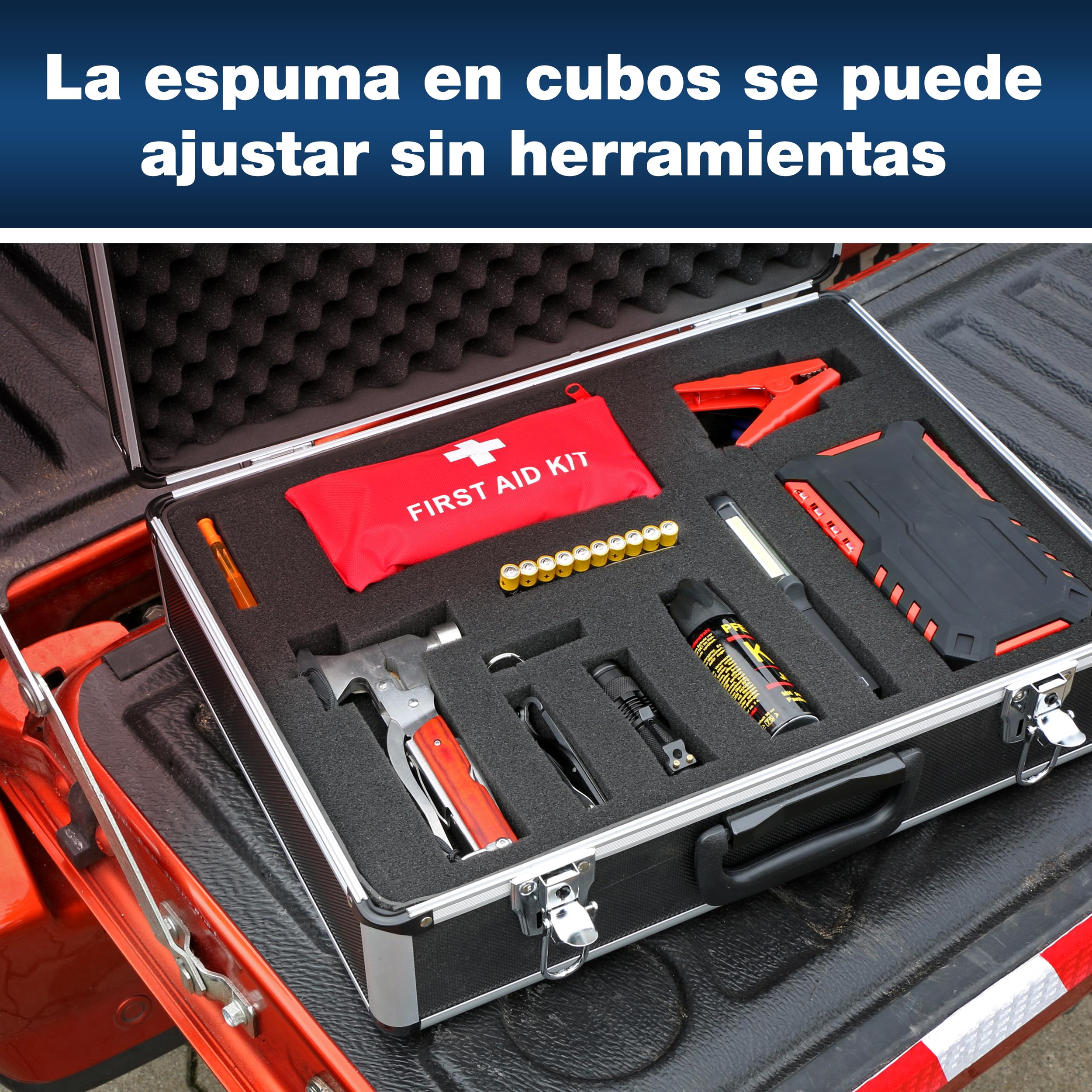 PeakTech P 7310 7310 - Maletín universal para instrumentos de medición, maletín de transporte resistente, almacenamiento de herramientas, placas de espuma acolchada, con cerradura, protector contra el