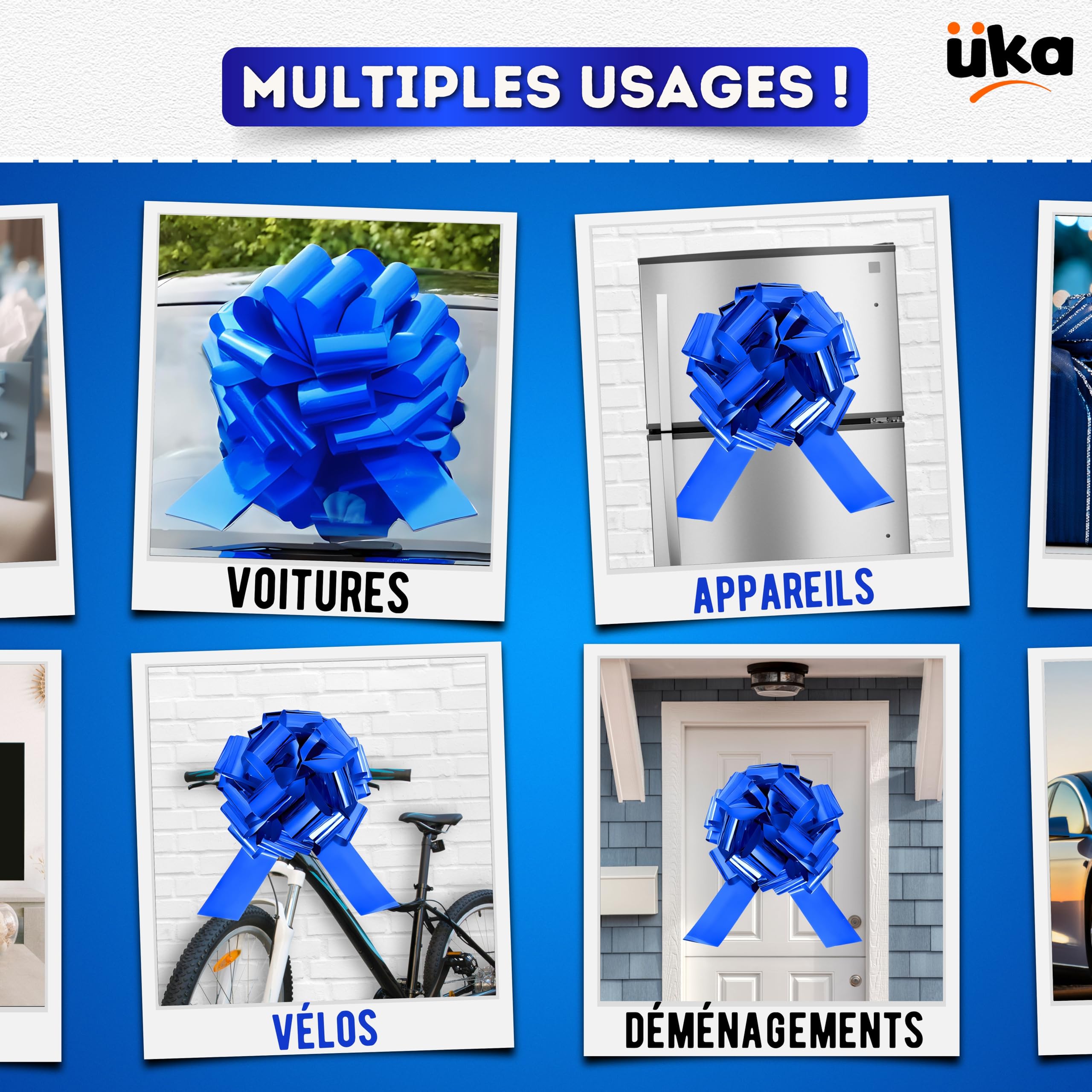 Noeud Cadeau Géant 40 Cm - Grand Ruban Réutilisable Pour Voitures, Vélos, Électroménagers