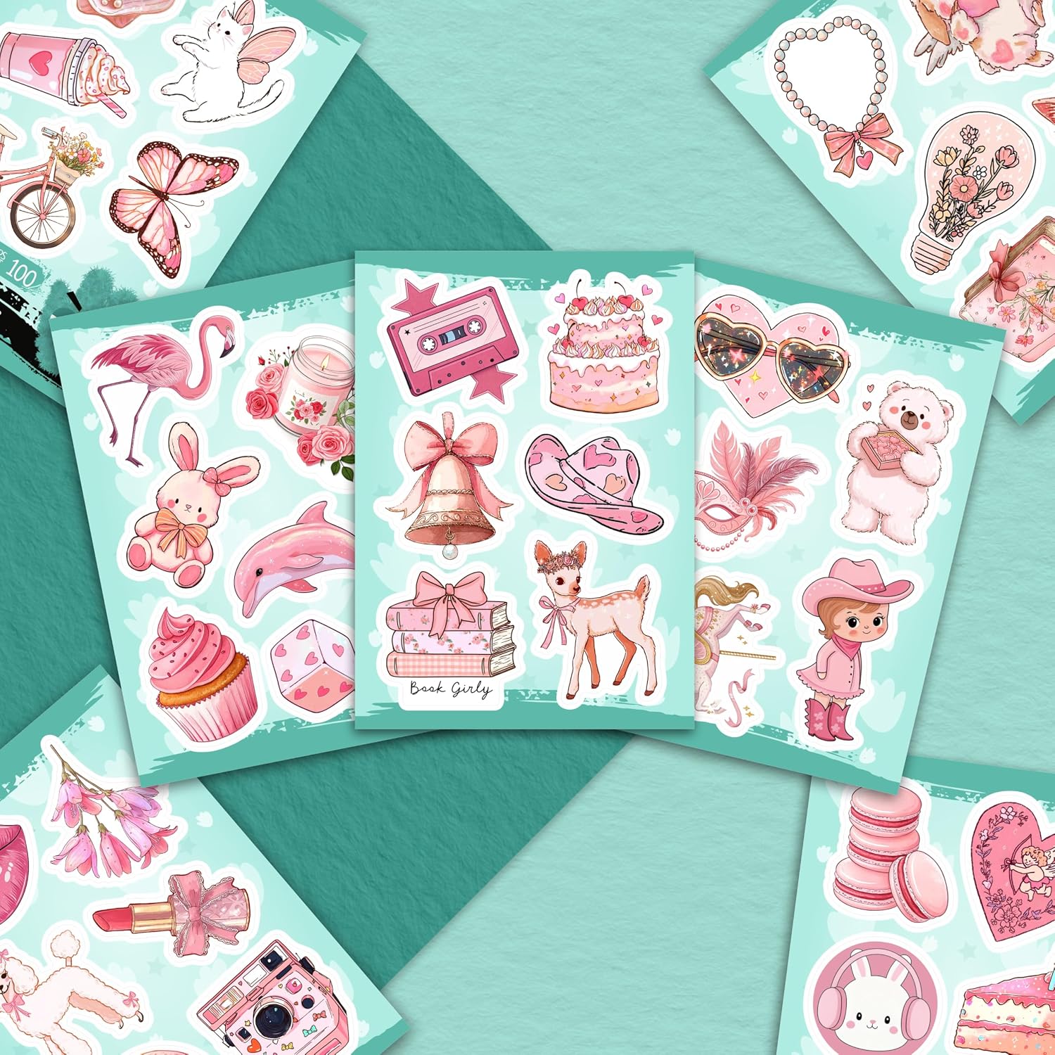 100Pcs Pink Aesthetic Stickers, Cute Girly Stickers - Coquette Decals for Water Bottles, Laptops - Preppy Aesthetic Stuff for Adults, Laptop Accessories, Coquette Gifts for Women, Y2K Things image 5