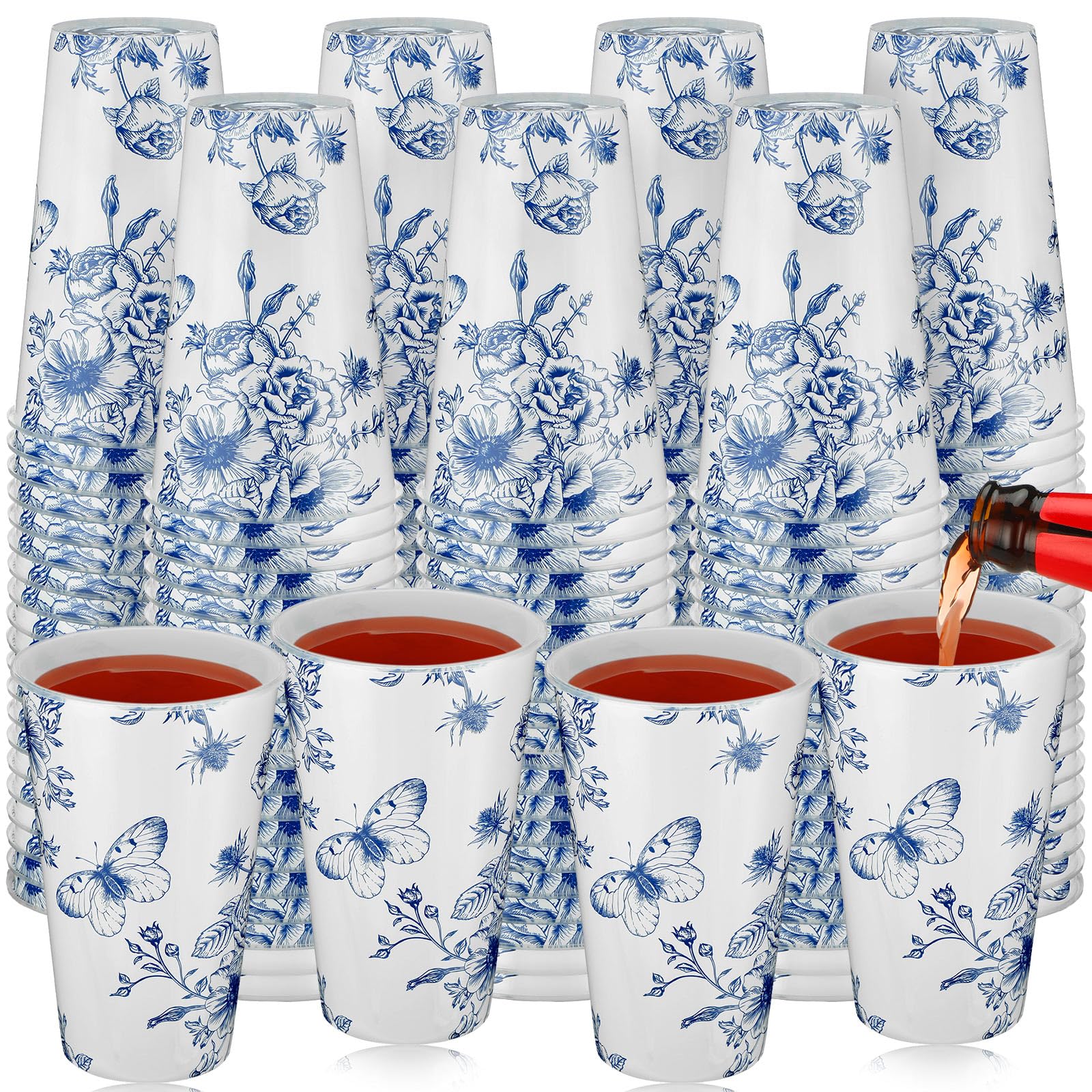 Amazon.com: Layhit 50 Pcs 16 oz Blue and White Flower Disposable Cups Blue  Chinoiserie Flower Plastic Cups Floral Party Decorations Hot Cold Drinks  for Birthday, Bridal Shower, Tea Wedding Party : Health